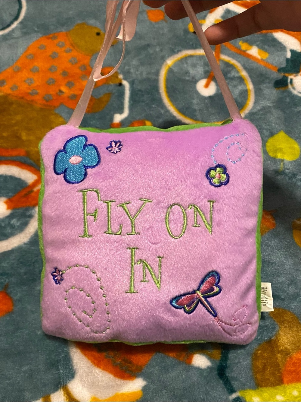 Whimsy Fly On In/Buzz Off Dragonfly Plush Hanging Decorative Door Pillow